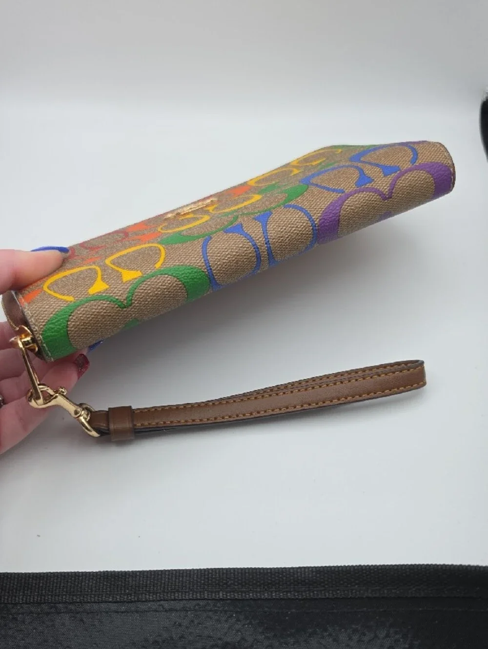 Coach Pride Brown Rainbow Signature Mono Zip Long Wallet/Wristlet (EUC)✨️🌈✨️